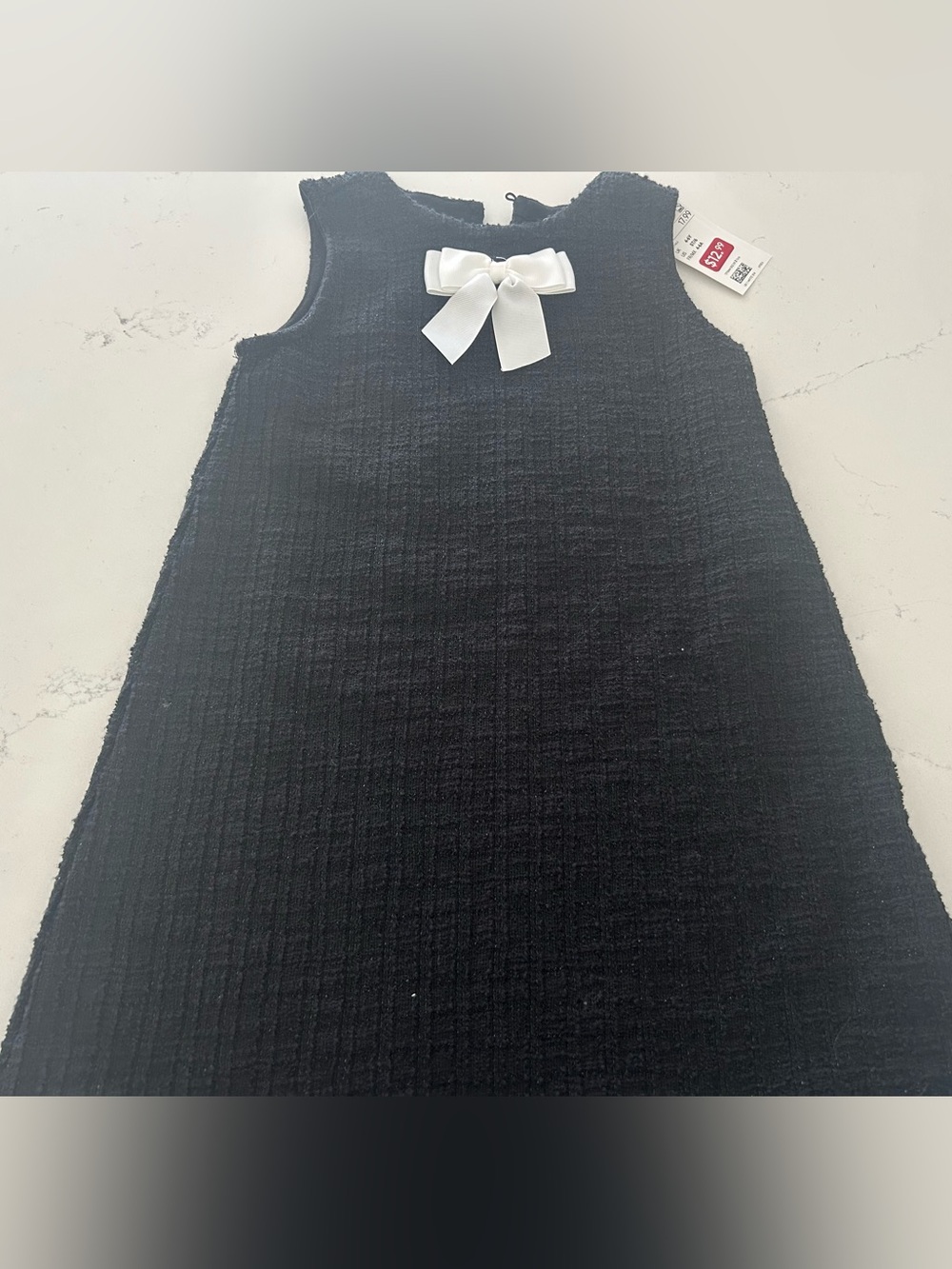 H&M Girls' Black Sleeveless A-Line Dress with White Bow